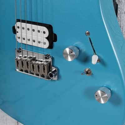 Eart Guitars TL-380 Electric Guitar Roasted Maple Neck Gloss Metal Blue Finish image 4