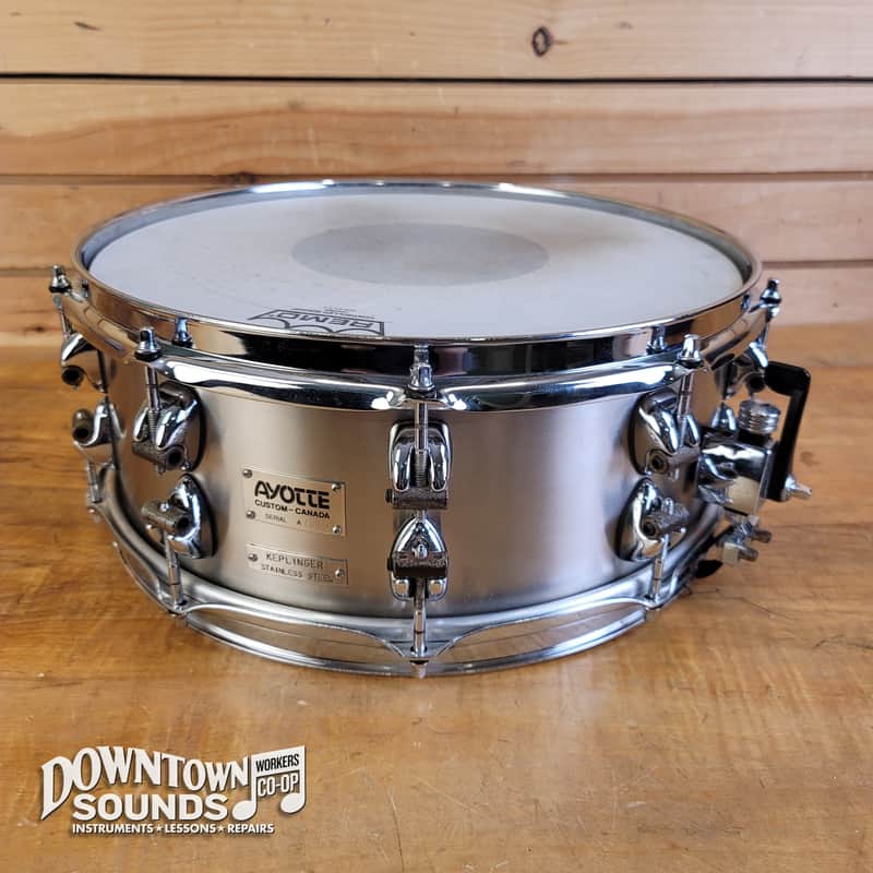 1998 Ayotte x Keplinger 5.5" x 14" Stainless Steel Snare - Pearl Super Hoops, OG Wood Hoops + Lug Fittings image 1