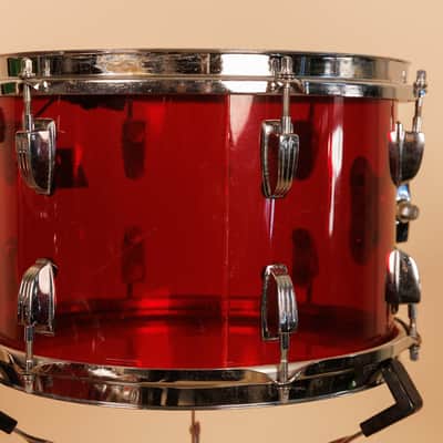 1970s Ludwig Red Vistalite 14x22, 8x12, and 16x16 Drum Set image 9
