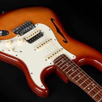 2019 Fender Rarities Series Flame Maple Top Thinline Stratocaster HSS - Violin Burst | USA Limited Edition Semi-Hollow Rosewood Neck Coil Split 3,18kg | CoA OHSC Bild 8