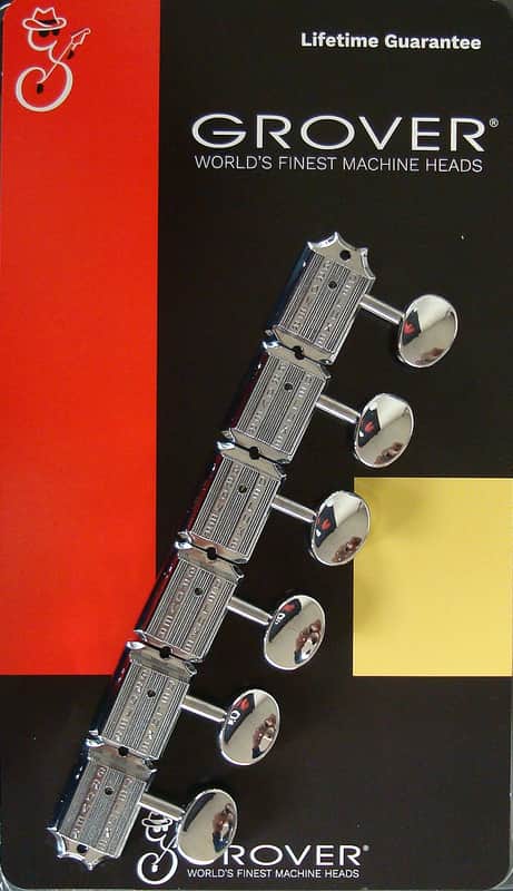 Grover 136C6 Vintage Deluxe, Chrome Tuning Machines 6 In-Line, Oval Metal Button