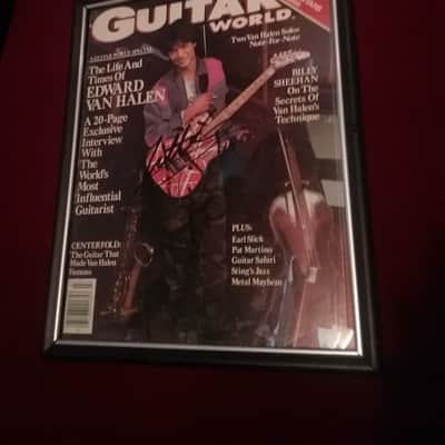 Custom SGM Van Halen Tribute Display w/ Kramer Neck , Vintage Tee + Autographed Magazine image 3
