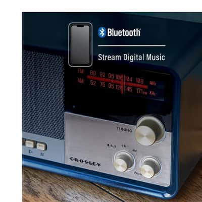Crosley CR3036D Tribute Vintage Style AM/FM Radio With Bluetooth - Navy-NEW image 5