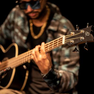 Ortega D7E-SBK-4 Deep Series 7 Spruce Top Mahogany Neck Medium Scale 4-String Acoustic-Electric Bass Guitar image 17
