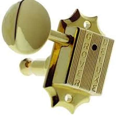 Grover 136G Vintage Deluxe Series, Gold Tuning Machines 3+3, Oval Metal Button image 2