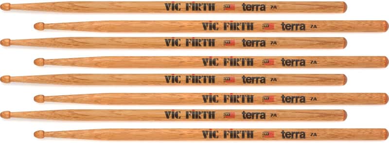 Vic Firth American Classic Terra Drumsticks - 7A Wooden Tip (4-pack) image 1