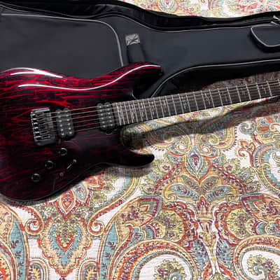 Schecter C-1 Silver Mountain Blood Moon Electric Guitar w Case image 1