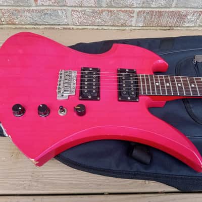Vintage 1980's BC Rich NJ Series Mockingbird Electric Guitar w/ Gig Bag! Hot Pink, Japan! image 4