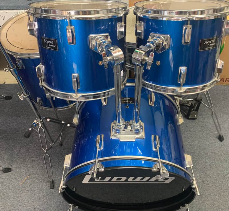 Ludwig Accent / Tama 5pc. Kit w/Hardware, Cymbals - Blue image 1