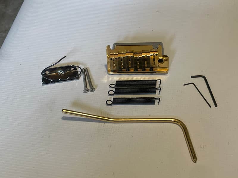 2004 Era Fender USA American Deluxe Stratocaster 2 Post Gold Tremolo Bridge & Arm image 1