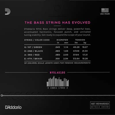 D'Addario NYXL45100 NYXL Regular Light Nickel 4-String Bass Strings, 45-100 Long scale image 2