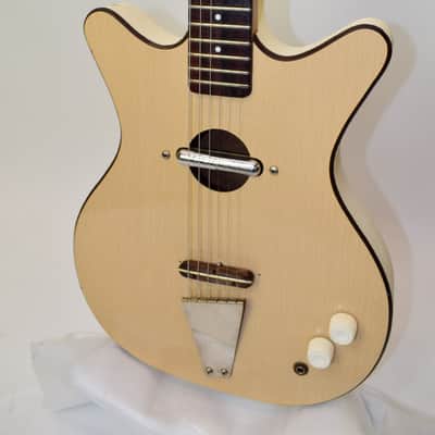 Vintage 60's Danelectro Convertible Hollow-Body Electric Guitar, Blonde w/ Gig Bag image 4