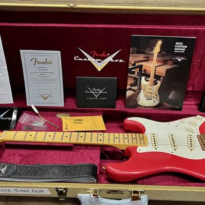 1956 Fender Stratocaster Masterbuilt By Dennis Galuszka Fiesta Red  Gold Hardware Journeyman Relic image 8