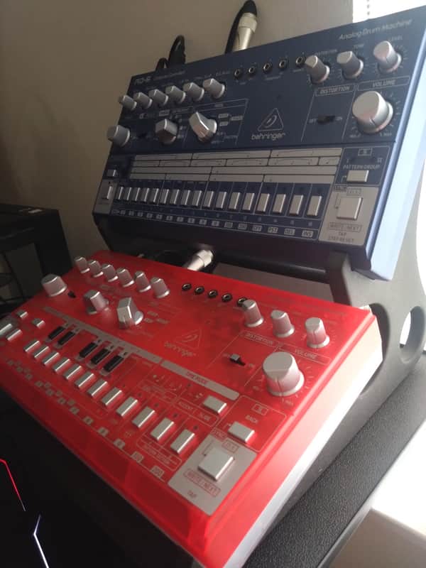 Behringer TD-3 (Red) & RD-6 (Blue) with 2 Tier stand image 1