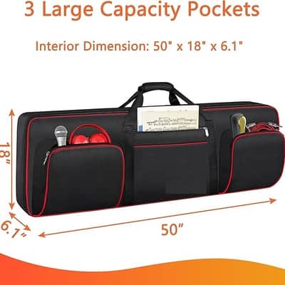 76 Key Keyboard Case Soft (Interior: 48.4"x 18"x6.1"), Padded Piano Case with Handle and Adjustable Shoulder Straps, Keyboard Gig Bag with 3 Pockets for Instrument Parts and Accessories image 2