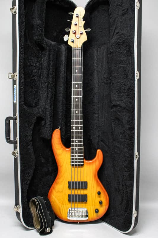 1995 G&L L-5500 Transparent Amber 5-String Active Bass w/HSC image 1