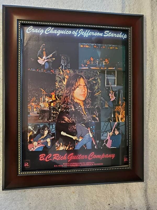 1982 B .C. Rich Guitars Color Promotional Ad Framed Craig Chaquico Jefferson Starship Original image 1
