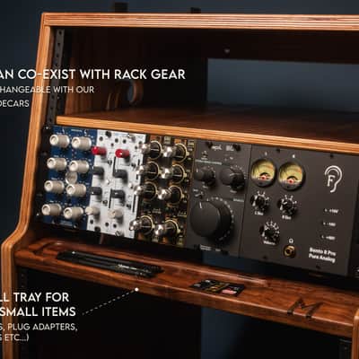 COMRADE 14u sidecar audio rack - Walnut hardwood - home recording - 10u 20u image 3