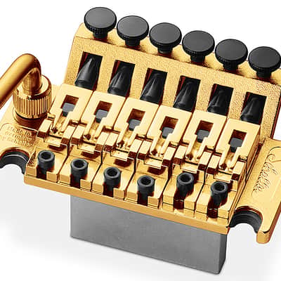 Schaller Germany Floyd Rose Tremolo Kit - Gold with 42mm Block, R2 Nut image 1
