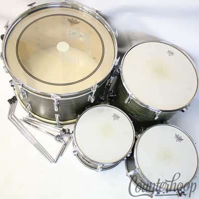 *Pearl Avocado Wood-Fiberglass Drum Set 22,12,13,16" Japan Mahogany Vintage 70s* image 6