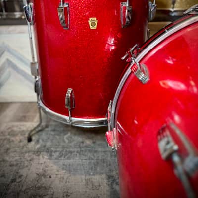Ludwig No. 980 Super Classic Outfit 9x13 / 16x16 / 14x22" Drum Set with Keystone Badges 1968 - 1969 - Red Sparkle image 3