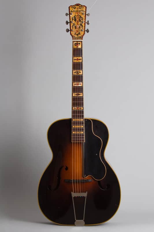Bacon & Day  Ne Plus Ultra Troubadour Model 2M Arch Top Acoustic Guitar (1934), ser. #33939, original black hard shell case. image 1