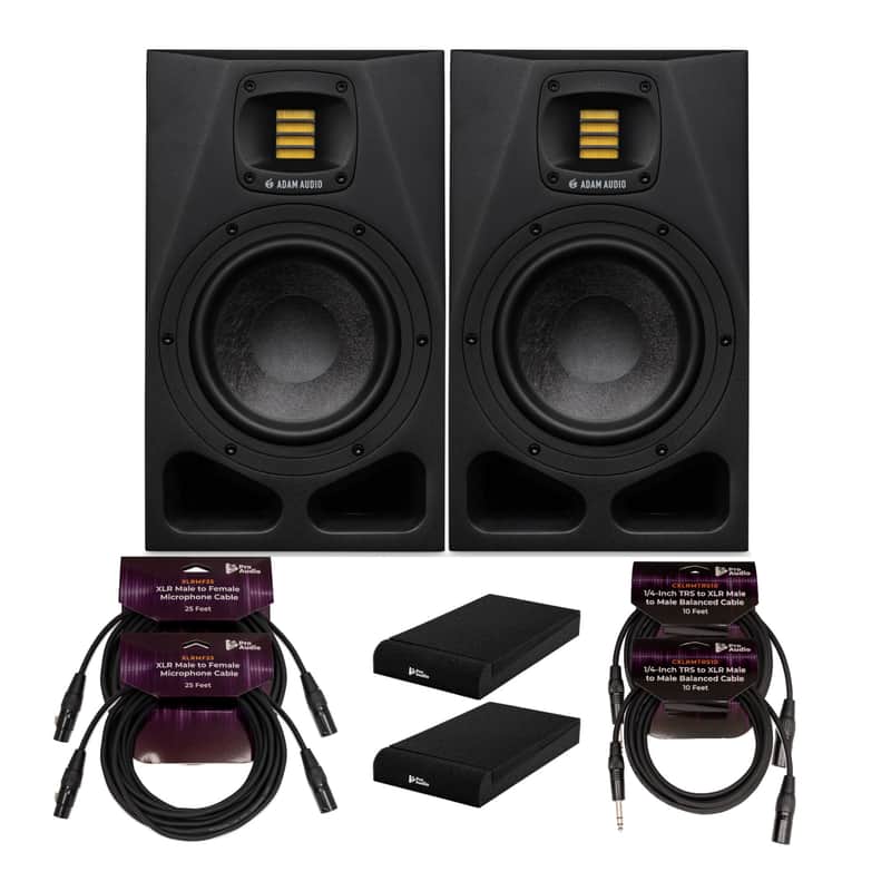 Adam Audio A7V Powered Two Way Studio Monitor 2 Pack with Mic | Reverb