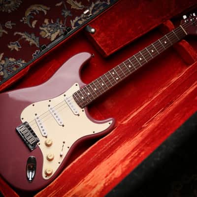 1995 Fender American Stratocaster Matching Headstock Burgundy Mist image 2