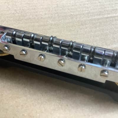 Unknown Vintage roller bridge with side screws and wooden base for guitar / archtop ? image 3