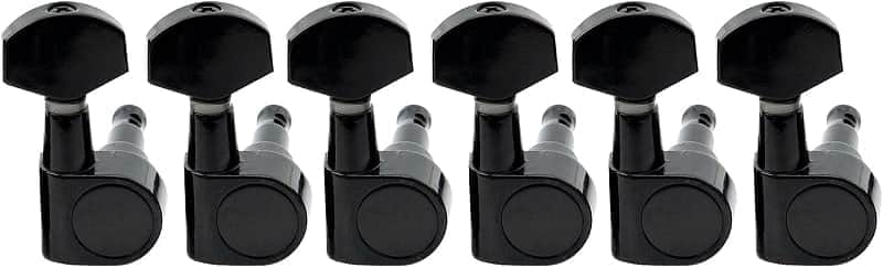 Pro 6 inline Sealed 2-Pins Guitar Tuners Tuning Pegs Keys Machine Heads Set for Fender Squier Strat Electric Guitar, Black image 1