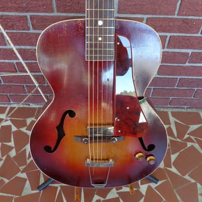 1930's Kay Baritone Archtop Guitar - B Tuning - Acoustic Electric - X Wide Fretboard - Period Case image 1