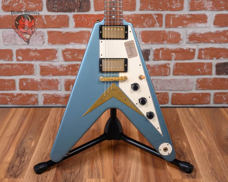 Gibson Custom Shop 1959 Mahogany Flying V Limited Run Pelham Blue VOS 2014 w/OHSC image 1