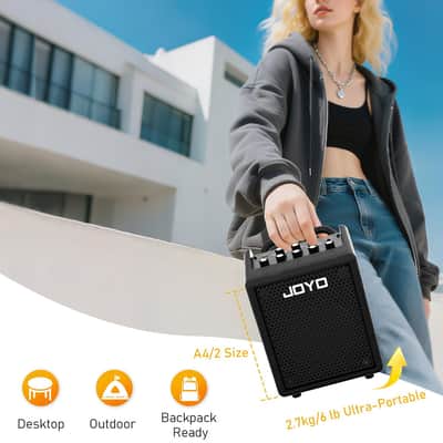 JOYO 30W Bass Amp Portable Combo Amplifier 4" Speaker with Bluetooth 5.1 + OTG Direct Recording | 3-Band EQ + Compressor | Headphone Practice for Bassist Livestream Solo Gigs (Vibe Cube BA-30, Black) image 8