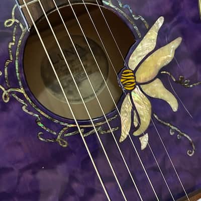 Luna Flora Passionflower Quilt Maple Acoustic-Electric Guitar 2010s - Trans Purple image 15