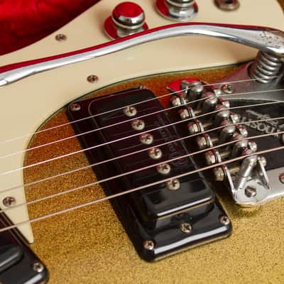 Mosrite Ventures Mark I Solid Body Electric Guitar (1965), ser. #1973, original brown alligator hard shell case. image 14