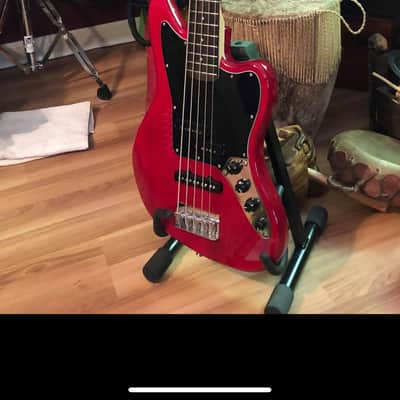 Squier Vintage Modified Jaguar Bass V Special Crimson Red Transparent image 1