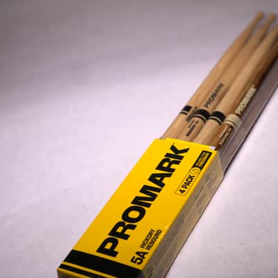 4 Pairs Pack - Pro-Mark Rebound 5A Hickory and Firegrain Drum Sticks Wood Tip RBH565AW-4PFG image 5