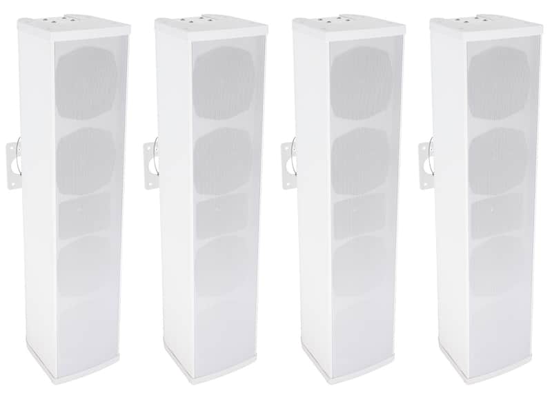 (4) Rockville WET ARRAY 100 White 100w Wall Mount Array 70V Commercial Speakers image 1