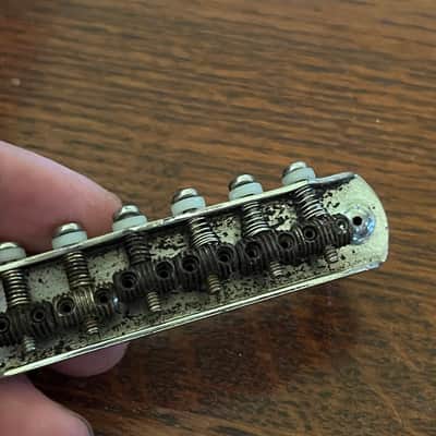 1960s Fender Jazzmaster Jaguar guitar bridge threaded saddles image 3