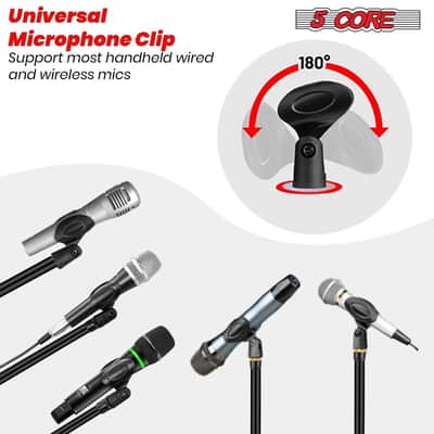 5 Core Mic Stand Floor Pair Universal 72" Height Adjustable Tripod Microphone Stands w Boom Arm image 5