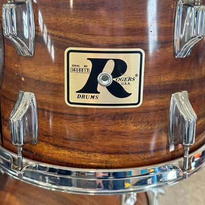 Vintage Rogers Londoner KOA "Big R" 4-Piece Shell Pack 13/14/16/22 Memriloc image 10
