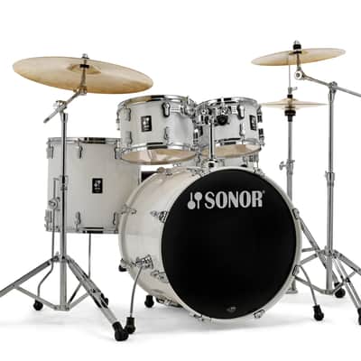 Sonor AQ1 Piano White Stage 5pc Kit 22x17.5/10x7/12x8/16x15/14x6 Birch Drum Shells +Hardware Dealer image 1