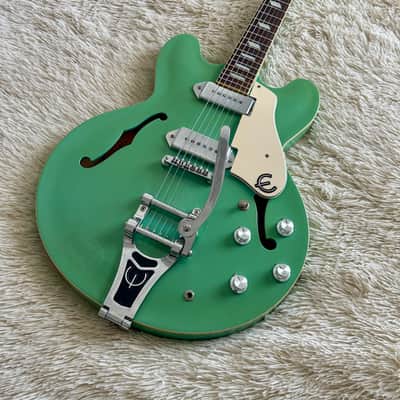 1996 Epiphone Casino Reissue MIK Turquoise Electric Guitar image 4