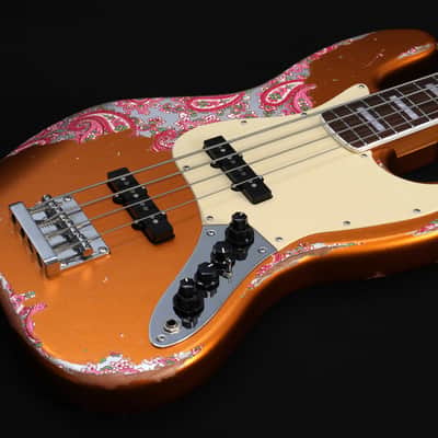 Copper Orange Metallic Over Paisley Relic 4-String J-Style Bass by Dhatarattha image 7