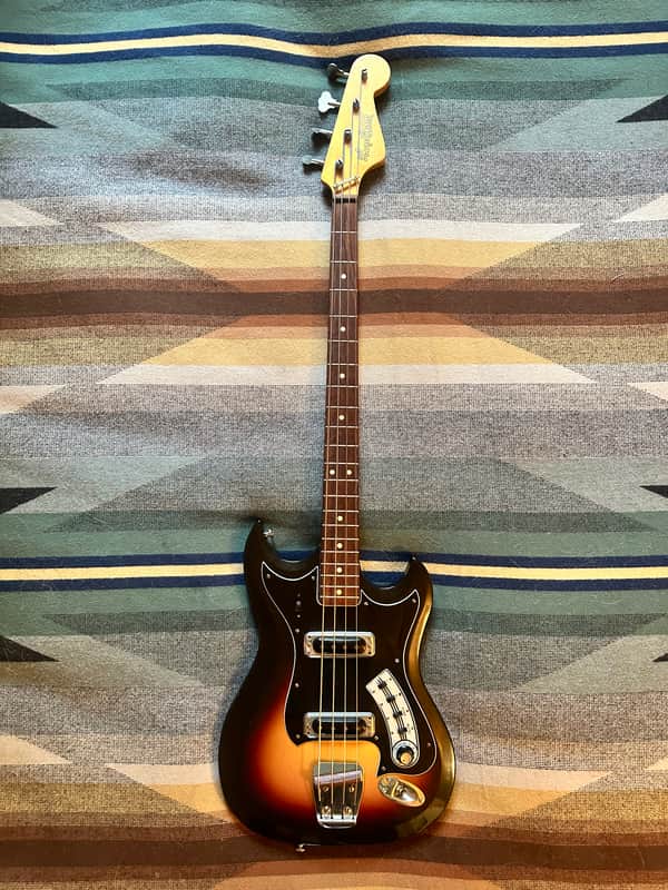 1965 Hagstrom II B Bass Guitar w/ Hardshell Case – Vintage Swedish Short Scale – Sunburst image 1