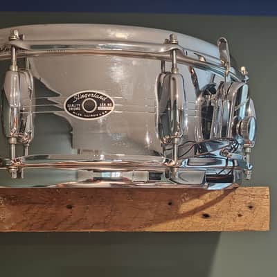 Slingerland No. 130 Gene Krupa Sound King 5x14" 8-Lug Chrome Over Brass Snare Drum with Zoomatic Strainer 1963 - 1977 - Chrome image 1
