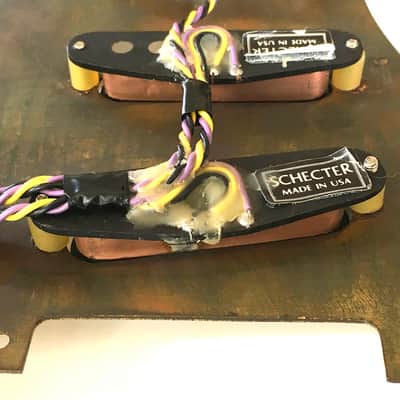 Schecter complete F500t Stratocaster monstertone single coil pickup assembly with brass pickguard image 16