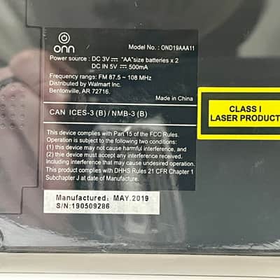 ONN CD+FM Portable Player (NIB), Model# OND19AAA11, Black image 4
