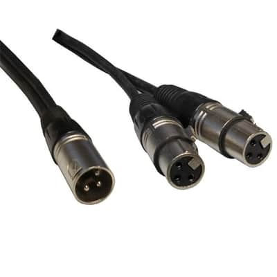 3 pin XLR MALE plug to 2 FEMALE jack Y SPLITTER mic cable adaptor 6 inch cord image 1