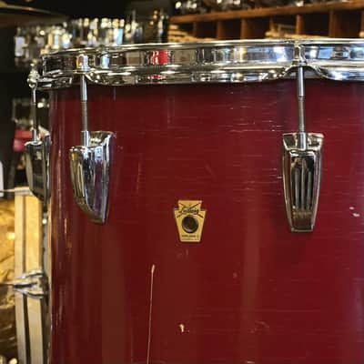VINTAGE 1960's Ludwig 24x16 Cocktail drum w/ Snares in Red Duco image 2